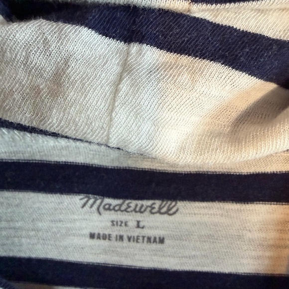 Madewell Navy White Breton Stripe Long Sleeve Tee Turtleneck Top Large - Picture 2 of 3
